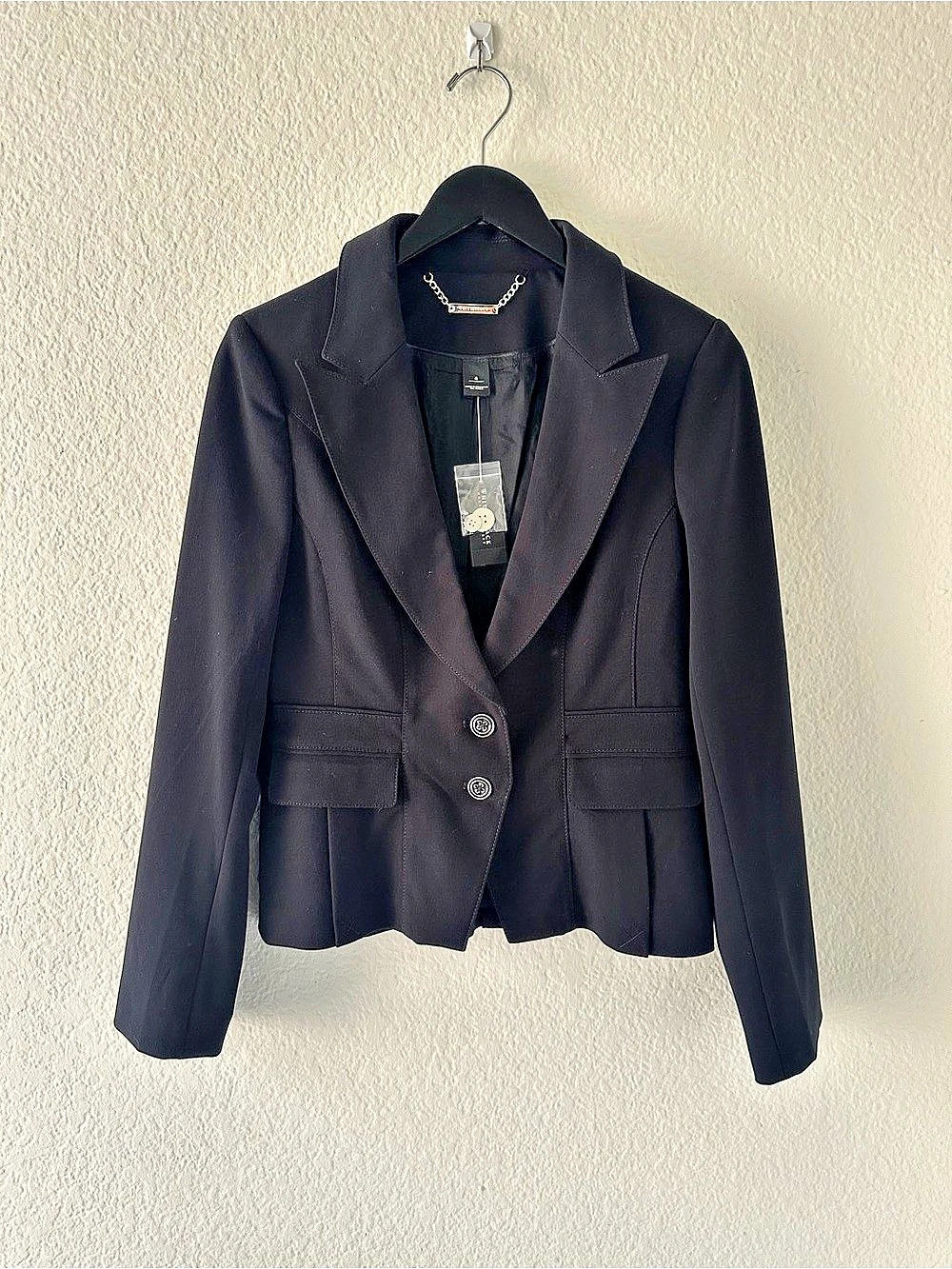 White House Black Market Black Peplum Button Blazer